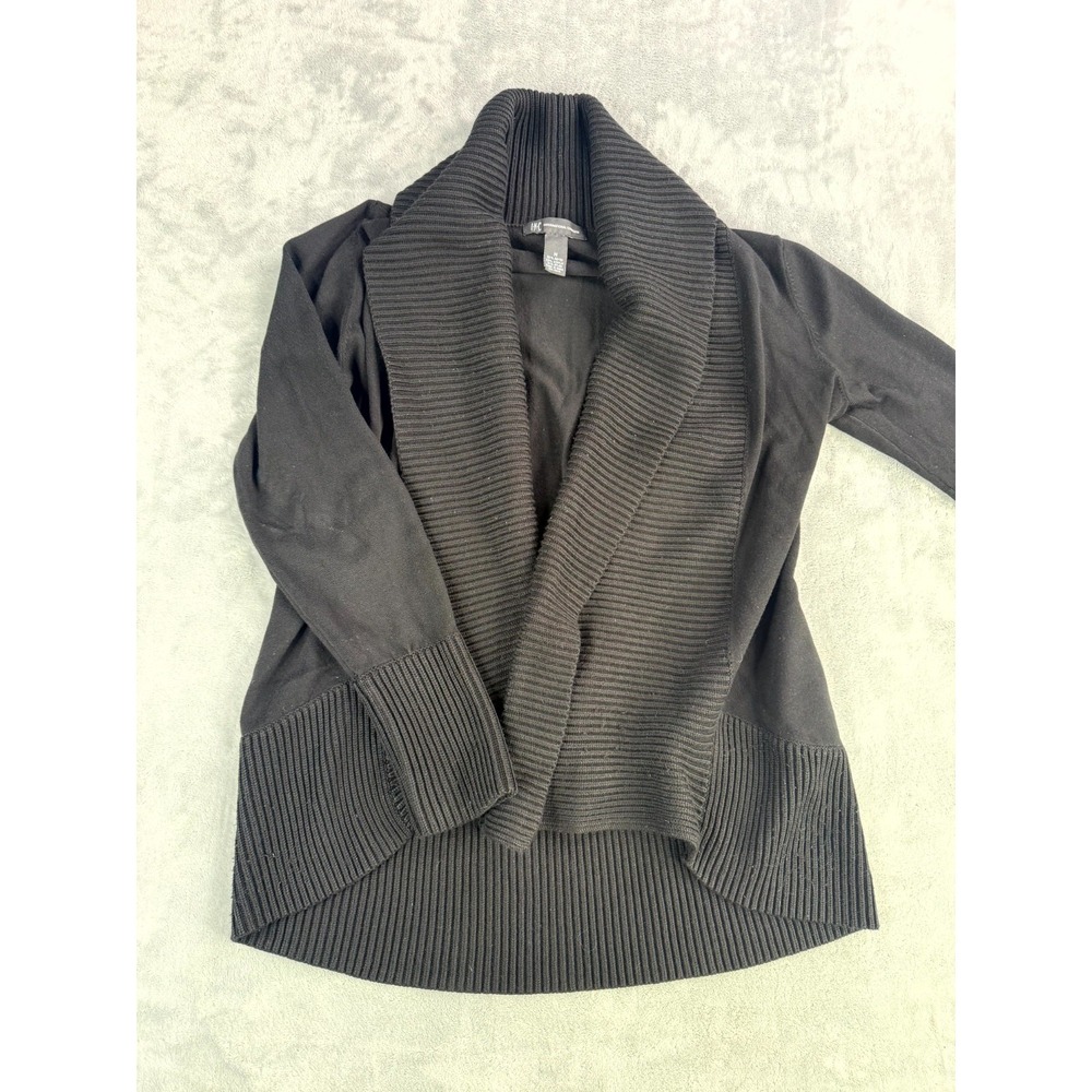 INC International Concepts Cardigan Sweater Womens Medium Black Shawl Collar